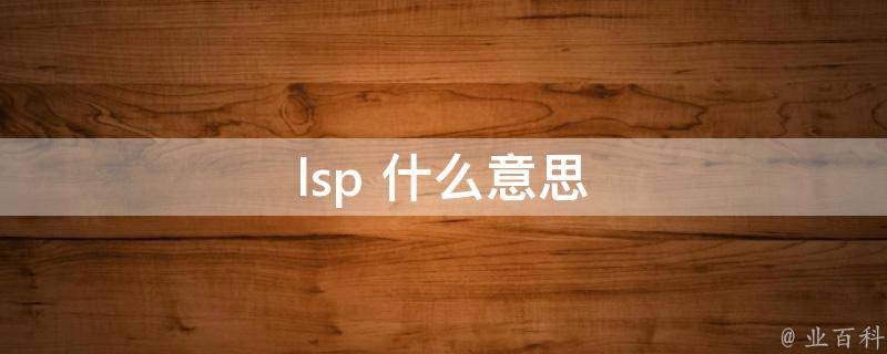 lsp是什么意思(详解与应用场景)