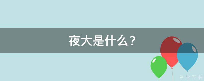 夜大是什么？