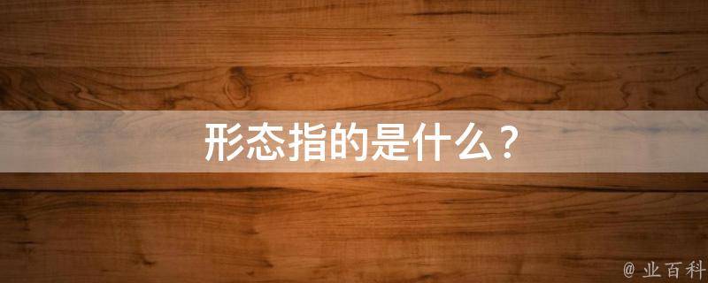  形态指的是什么？