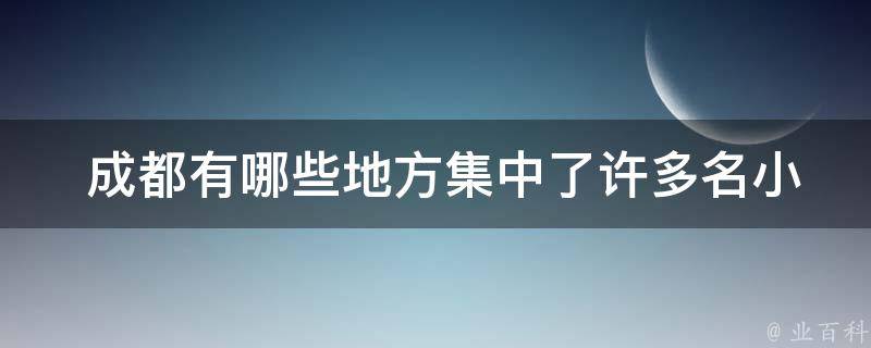  成都有哪些地方集中了许多名小吃呢？