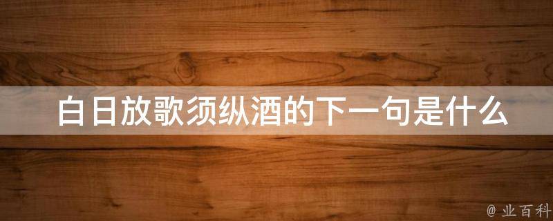  白日放歌须纵酒的下一句是什么意思？