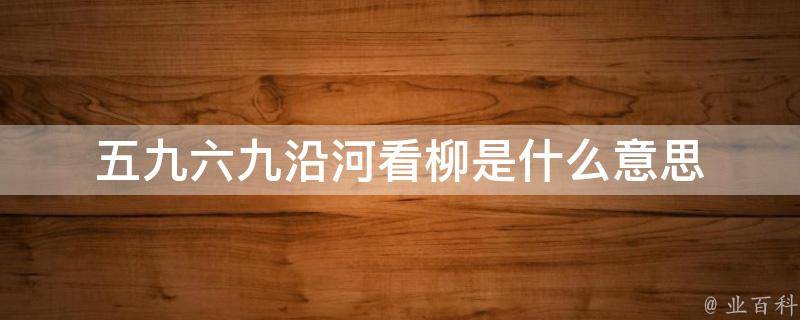 五九六九沿河看柳是什么意思(揭秘五九六九沿河看柳的真实含义)