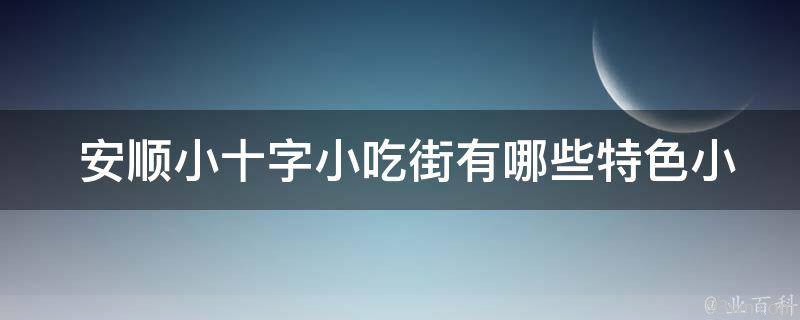  安顺小十字小吃街特色小吃？